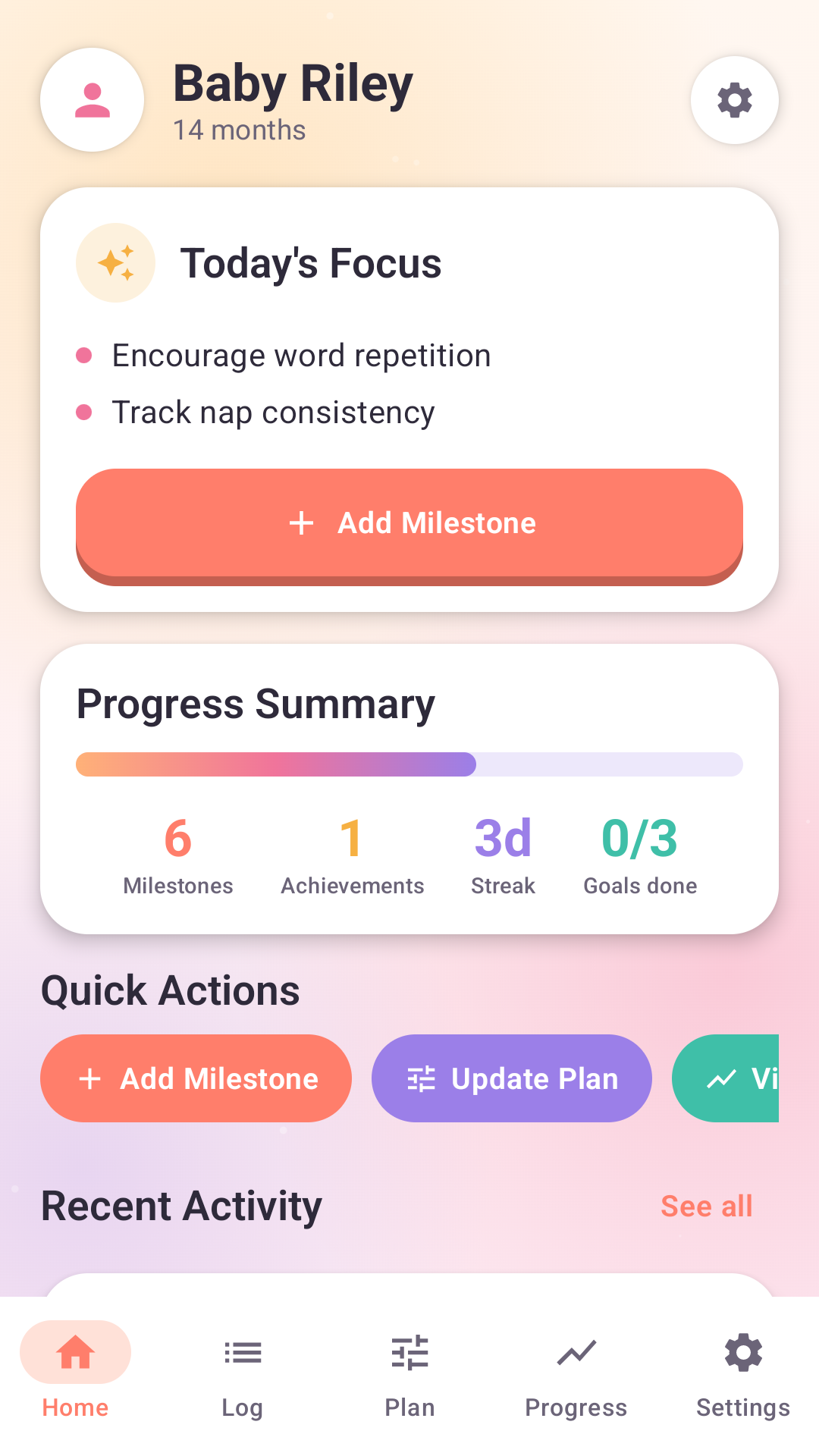 Parent Pathway home screen